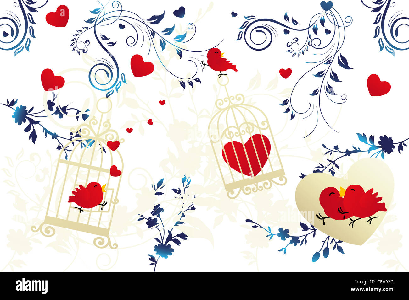 Birds in love - Illustration for various events of couples Stock Photo ...