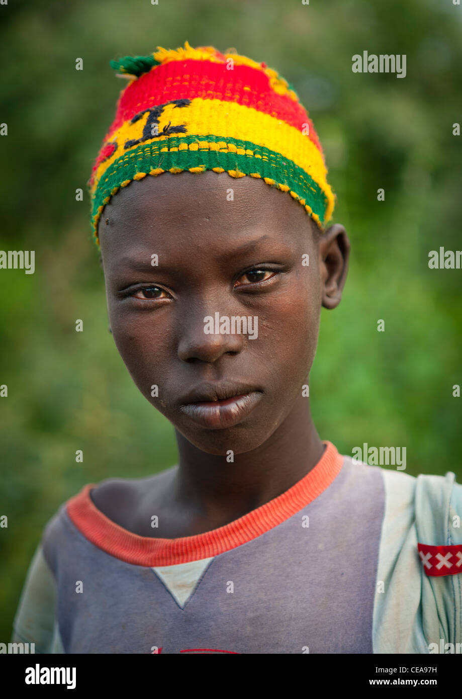 Beautiful Eyed Young Boy Portrait Omo Valley Ethiopia Stock Photo