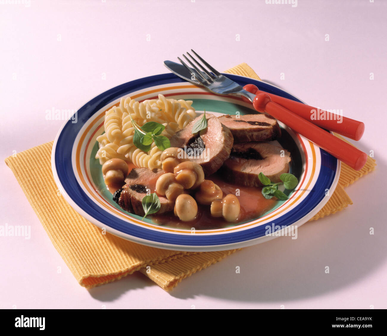 Pork filet filled with prunes Stock Photo Alamy