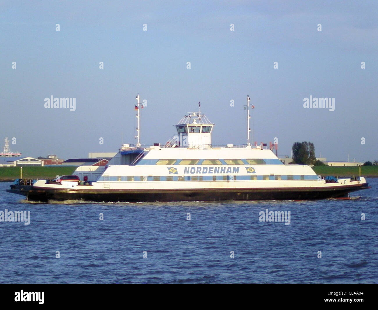 The ferry Nordenham on the River Weser connecting Bremerhaven and Nordenham Stock Photo