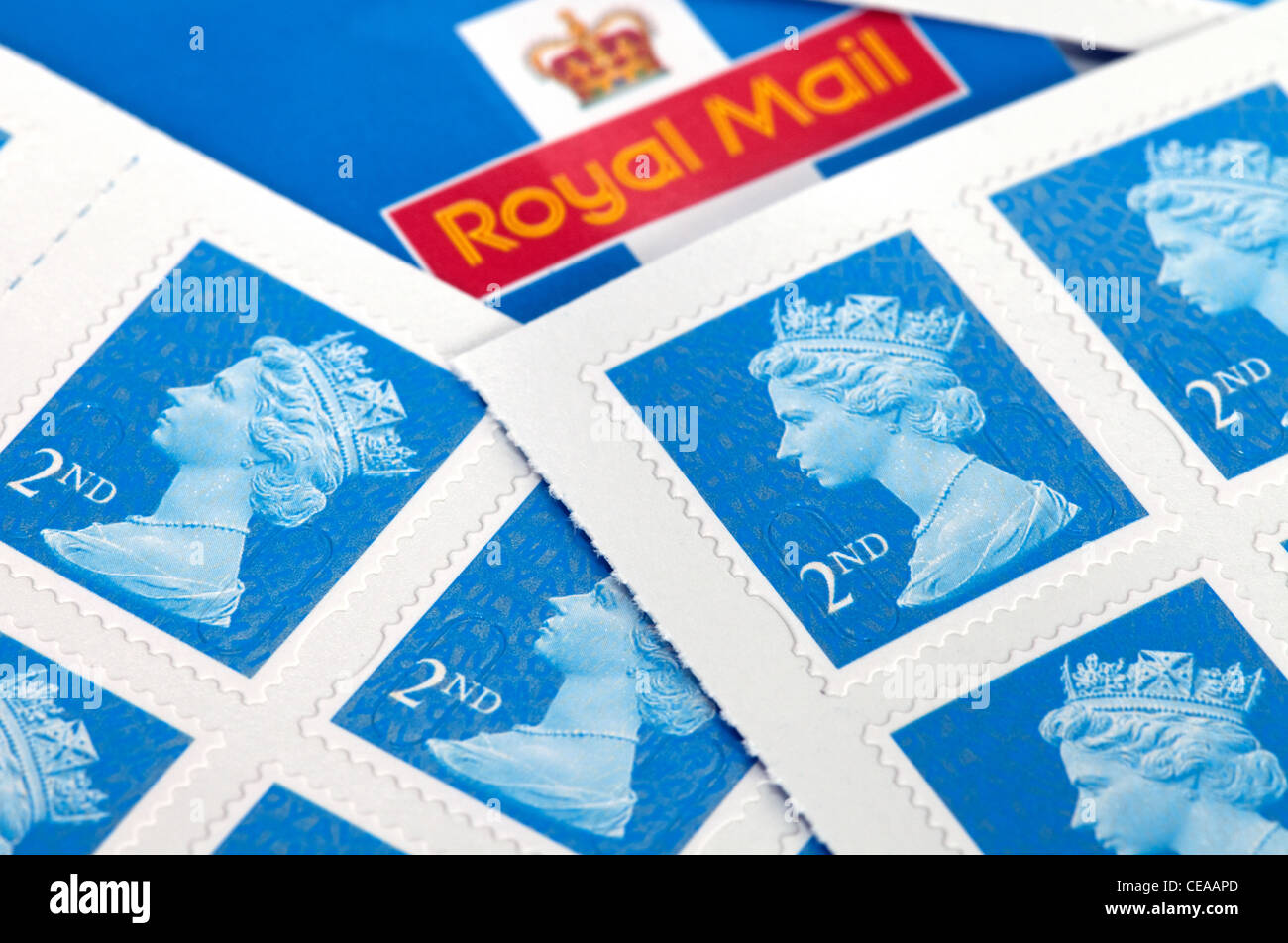 English Second class postage stamps, UK Stock Photo