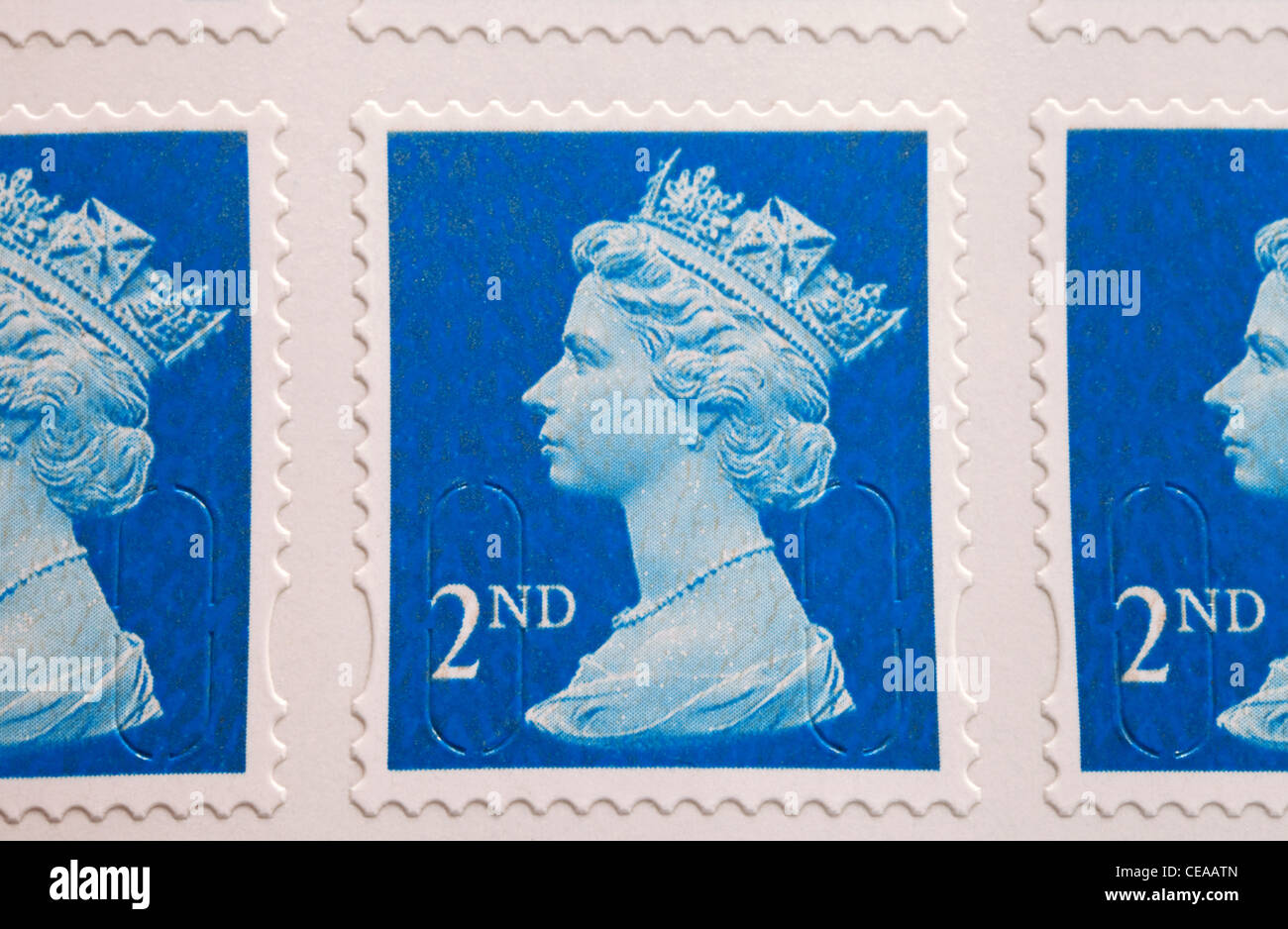 English Second class postage stamps, UK Stock Photo