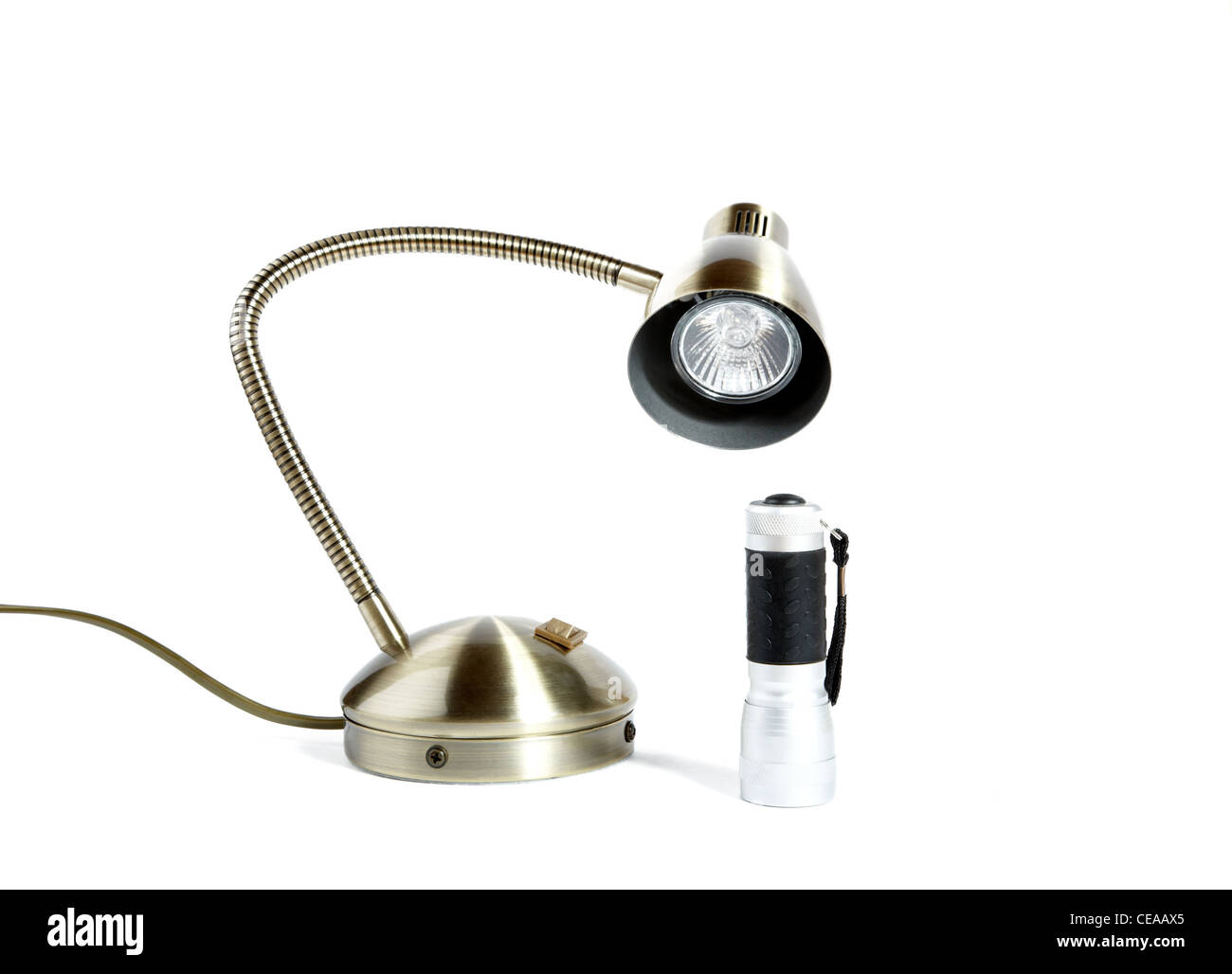 Desk lamp and manual lantern on a white background Stock Photo Alamy