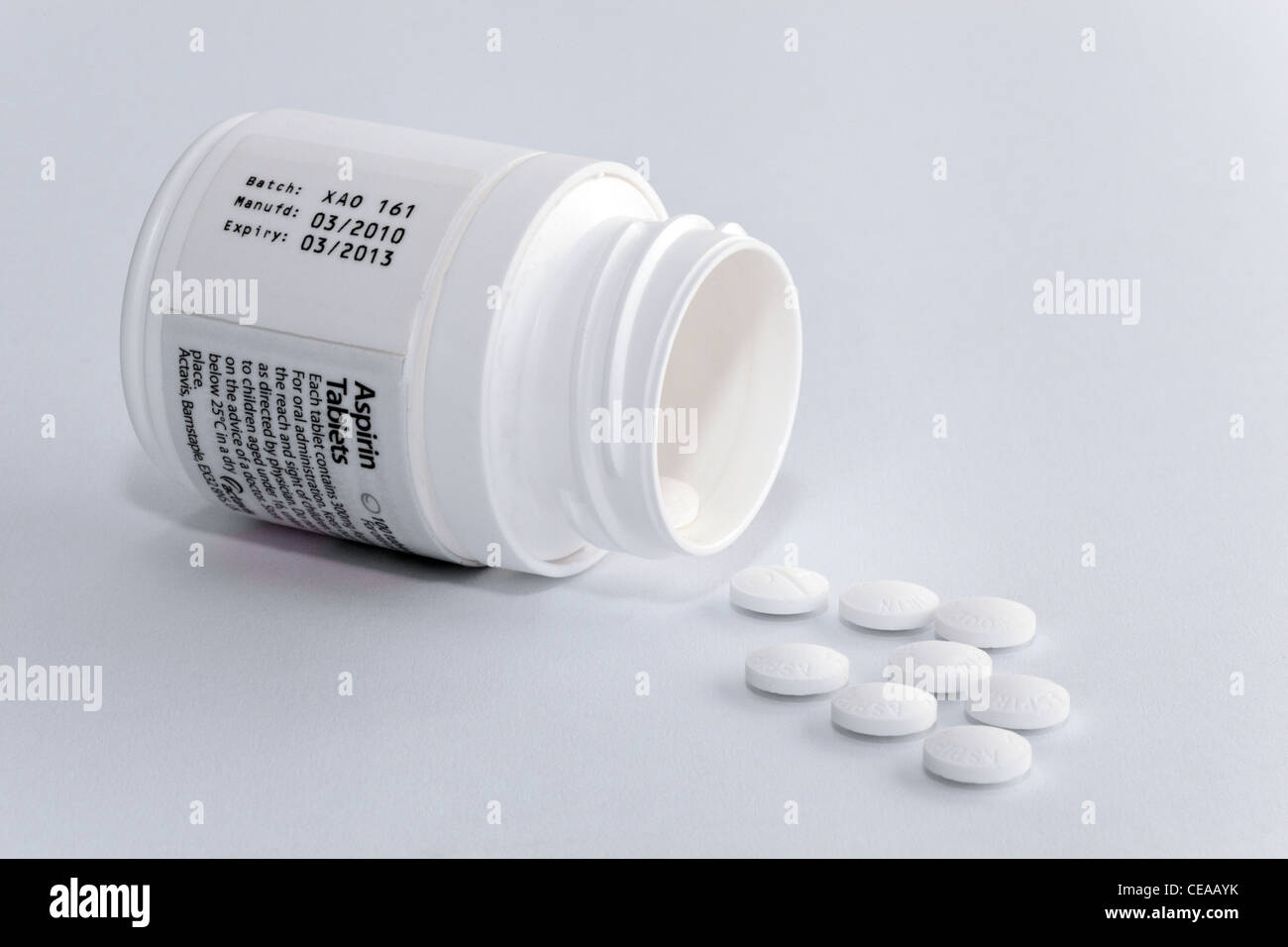 A bottle of aspirin tablets, UK Stock Photo Alamy
