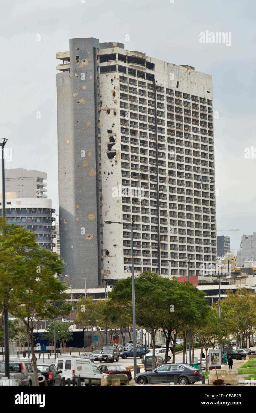 Bullet Holes In Former Hilton Hotel In Beirut Lebanon Stock Photo Alamy