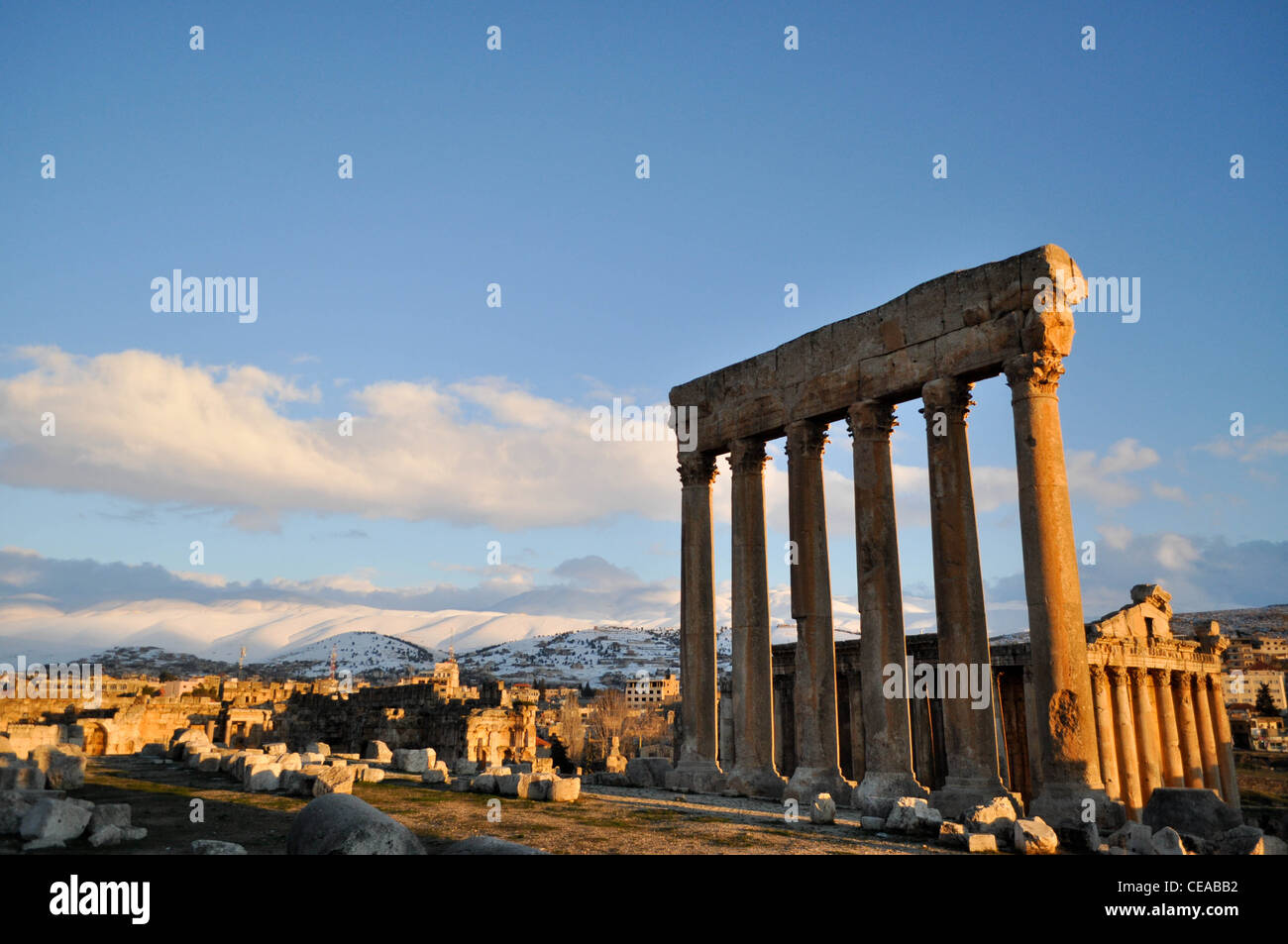 Temple of Jupiter and temple of Bacchus in Baalbek (Bekaa Valley) during winter time Stock Photo Temple of Jupiter and temple of Bacchus in Baalbek (Bekaa Valley) during winter time Stock Photo