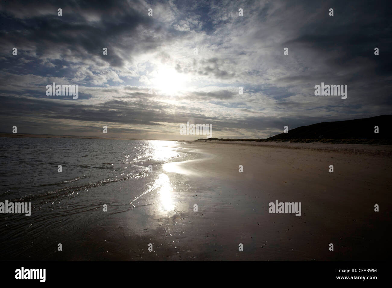 The landscape of a beach in Barmouth Stock Photo