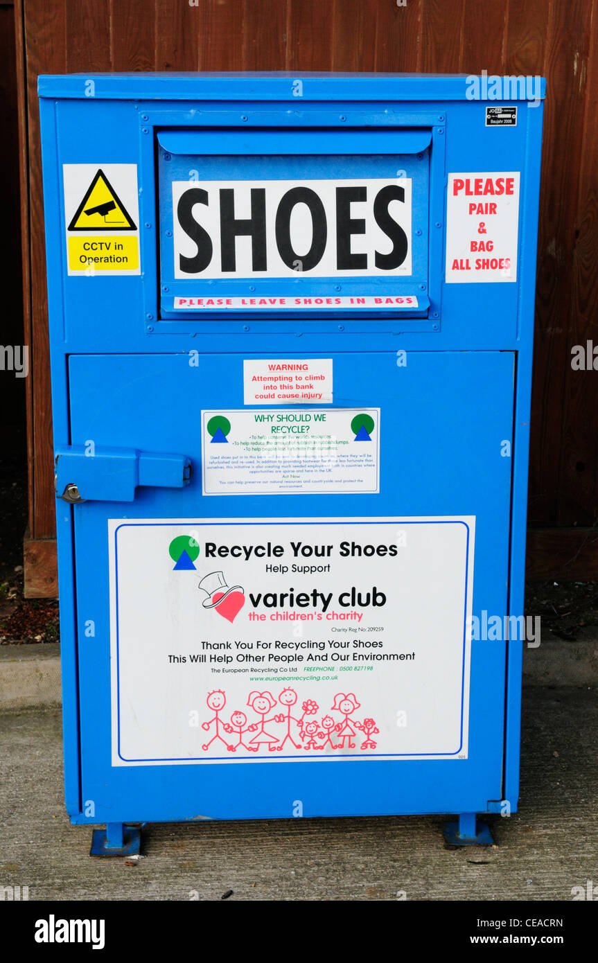 Shoes Recycling Collection Bin for The Variety Club, Cambridge, England