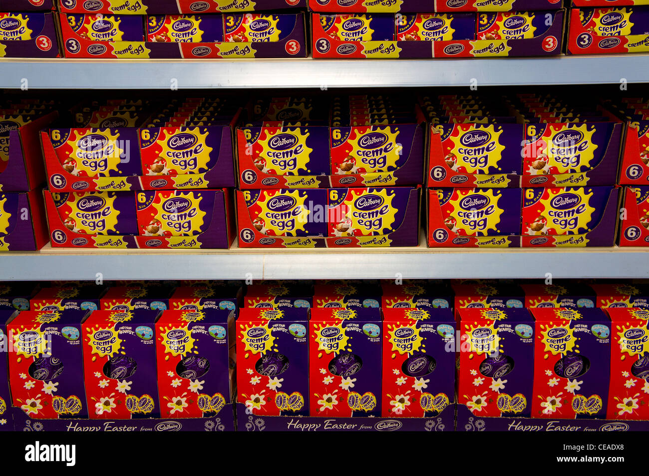 Cadbury creme eggs in a uk supermarket Stock Photo