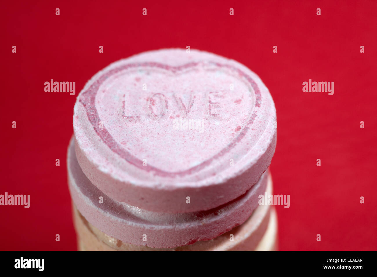 love pink love heart sweet on red background Stock Photo