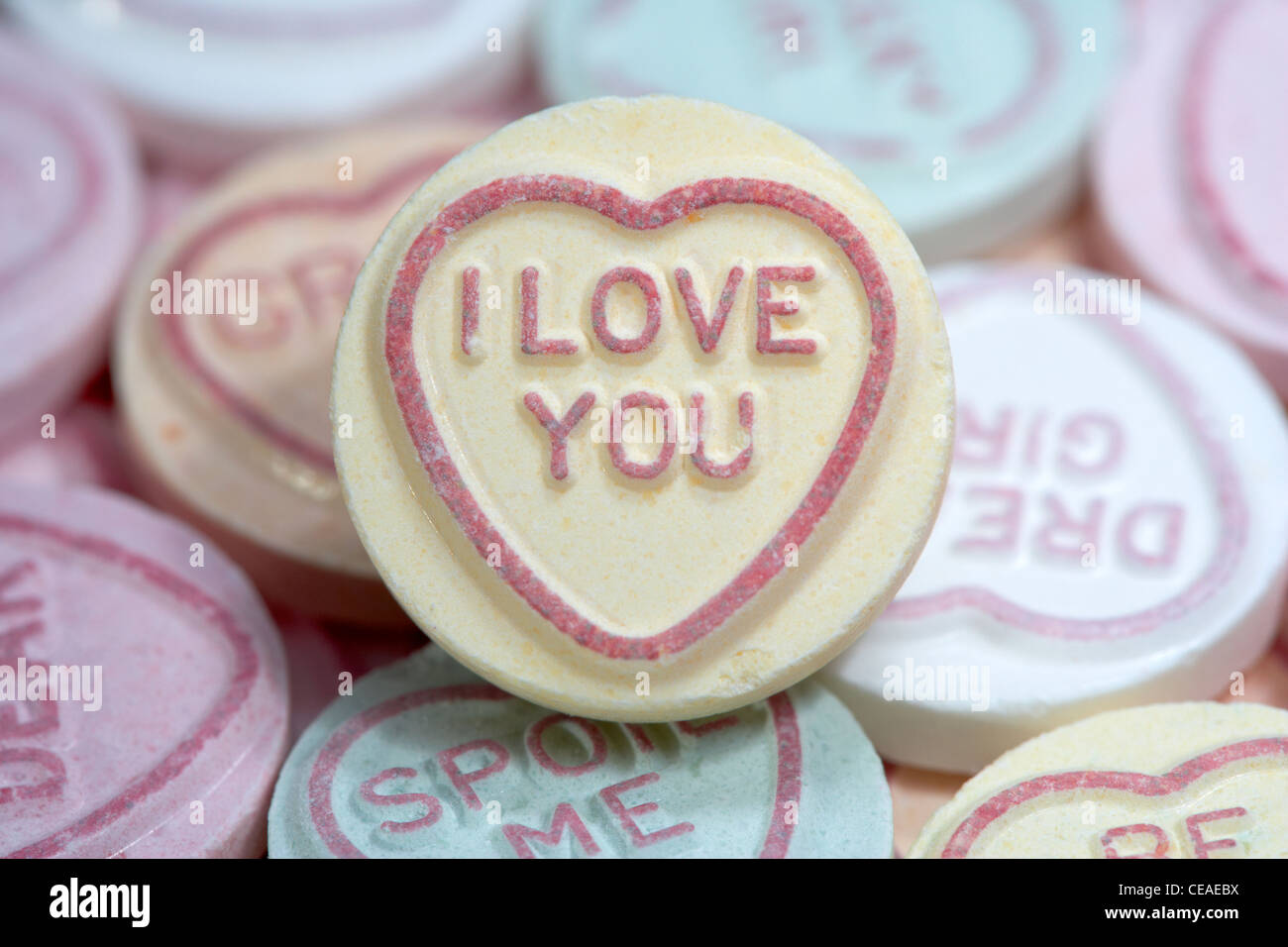 I love you amongst love heart sweets Stock Photo