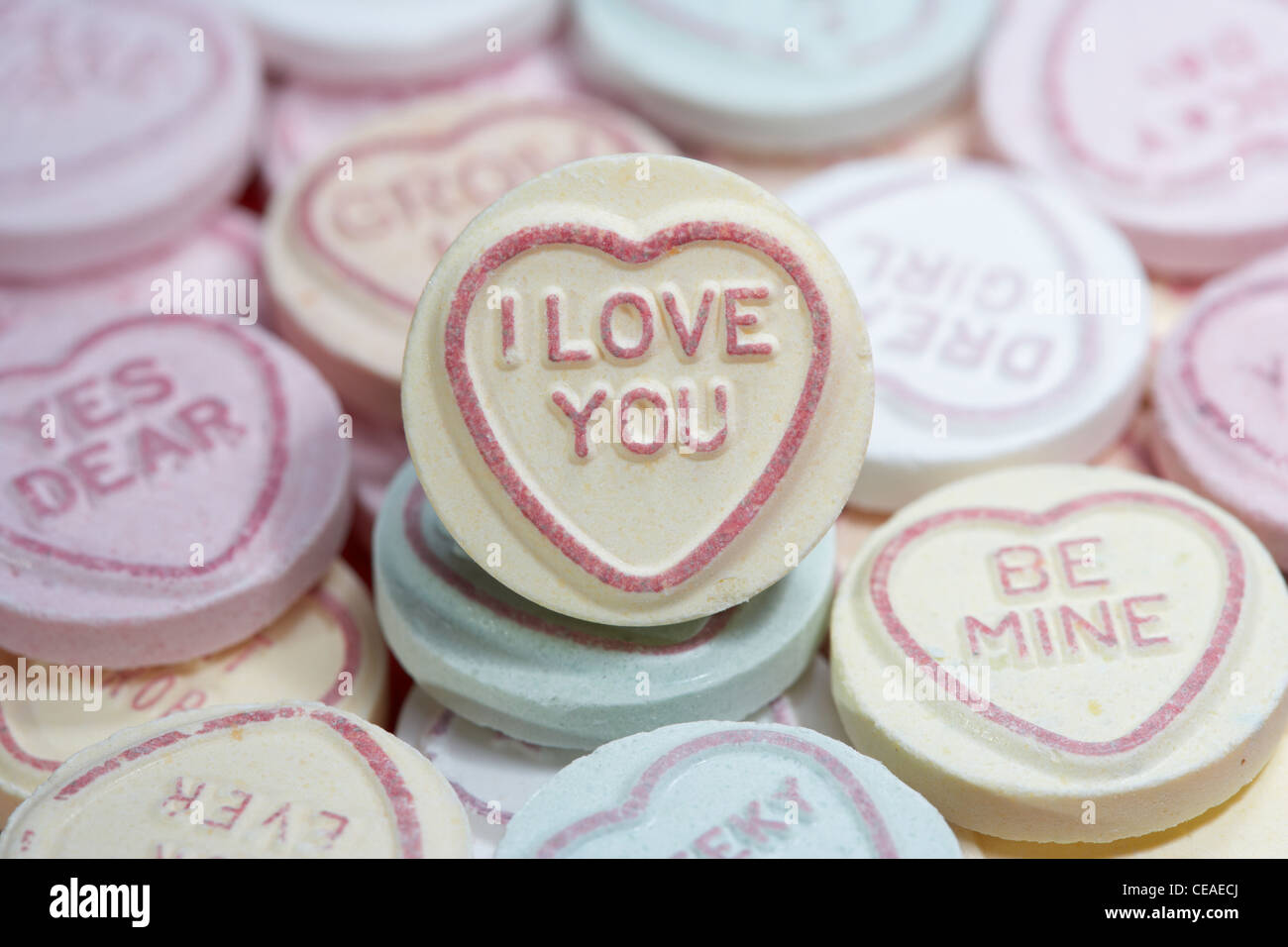 I love you amongst love heart sweets Stock Photo