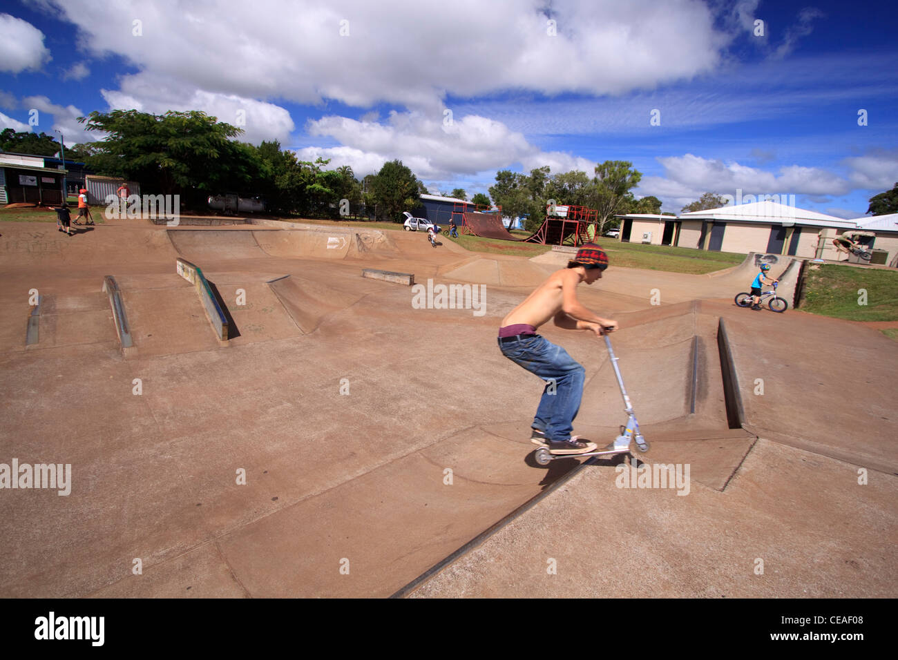 The Atherton skate park, on the Atherton Tablelands in far north Queensland, Australia is a popular place for local skaters Stock Photo