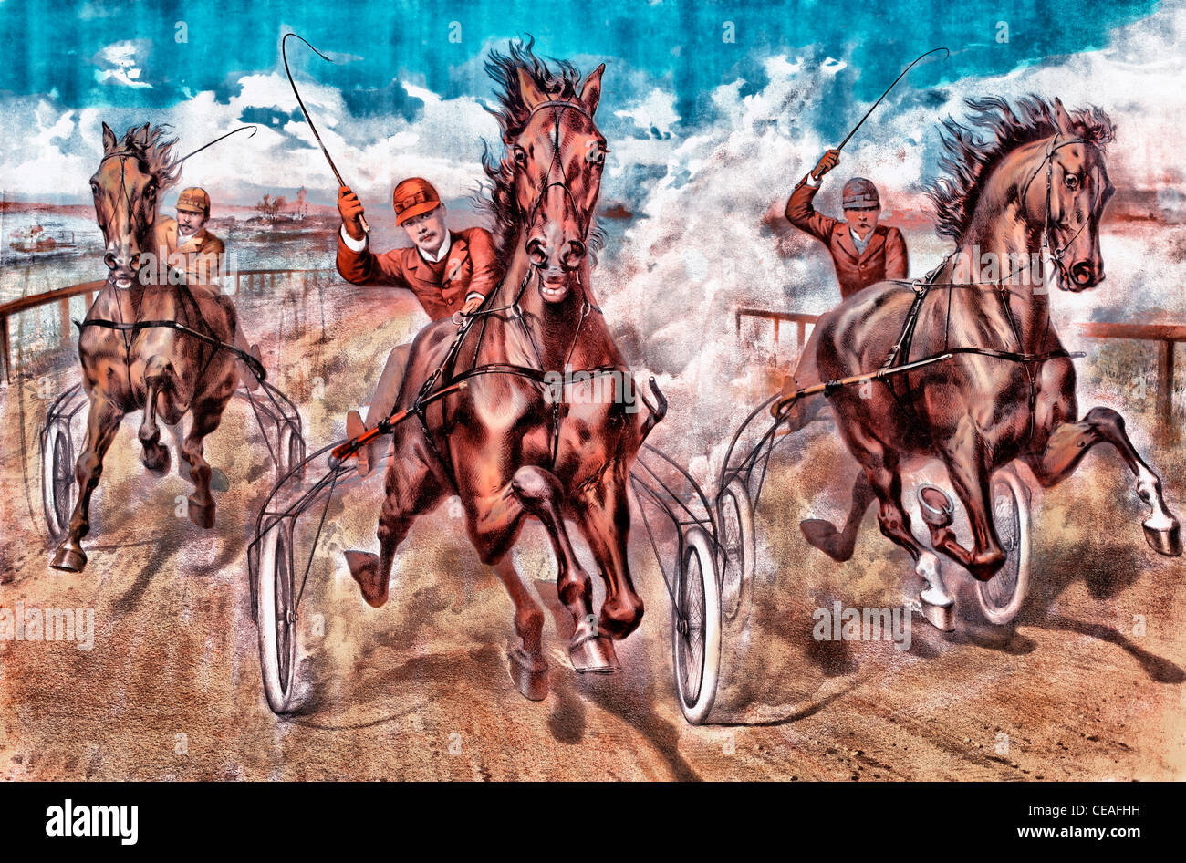 A race for blood! Racing poster, circa 1894 Stock Photo - Alamy