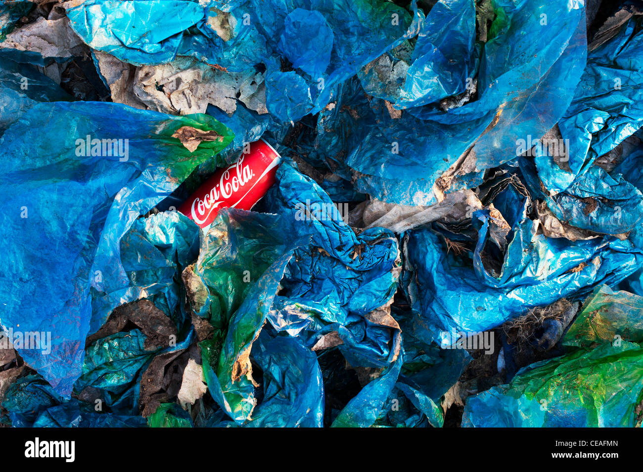 Discarded rubbish plastic bags in hires stock photography and images