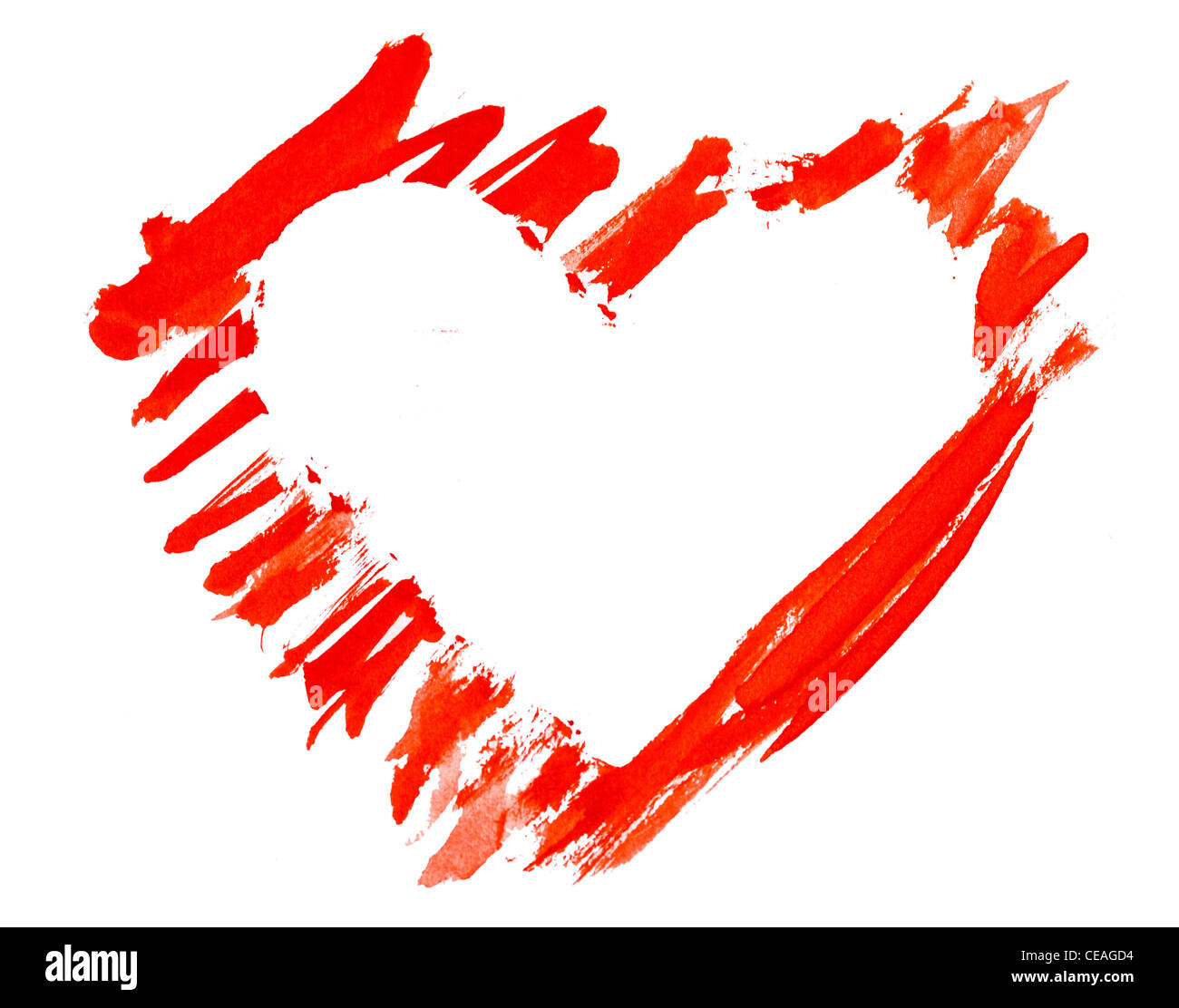 red heart painted in watercolor on white background Stock Photo - Alamy