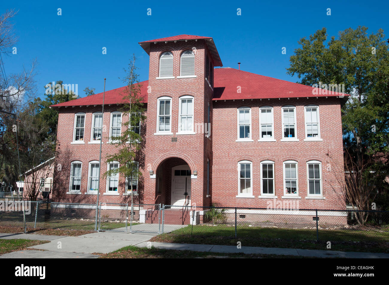 Fort White Public School Historic District, red brick school building, Florida, United States, North America, USA Stock Photo