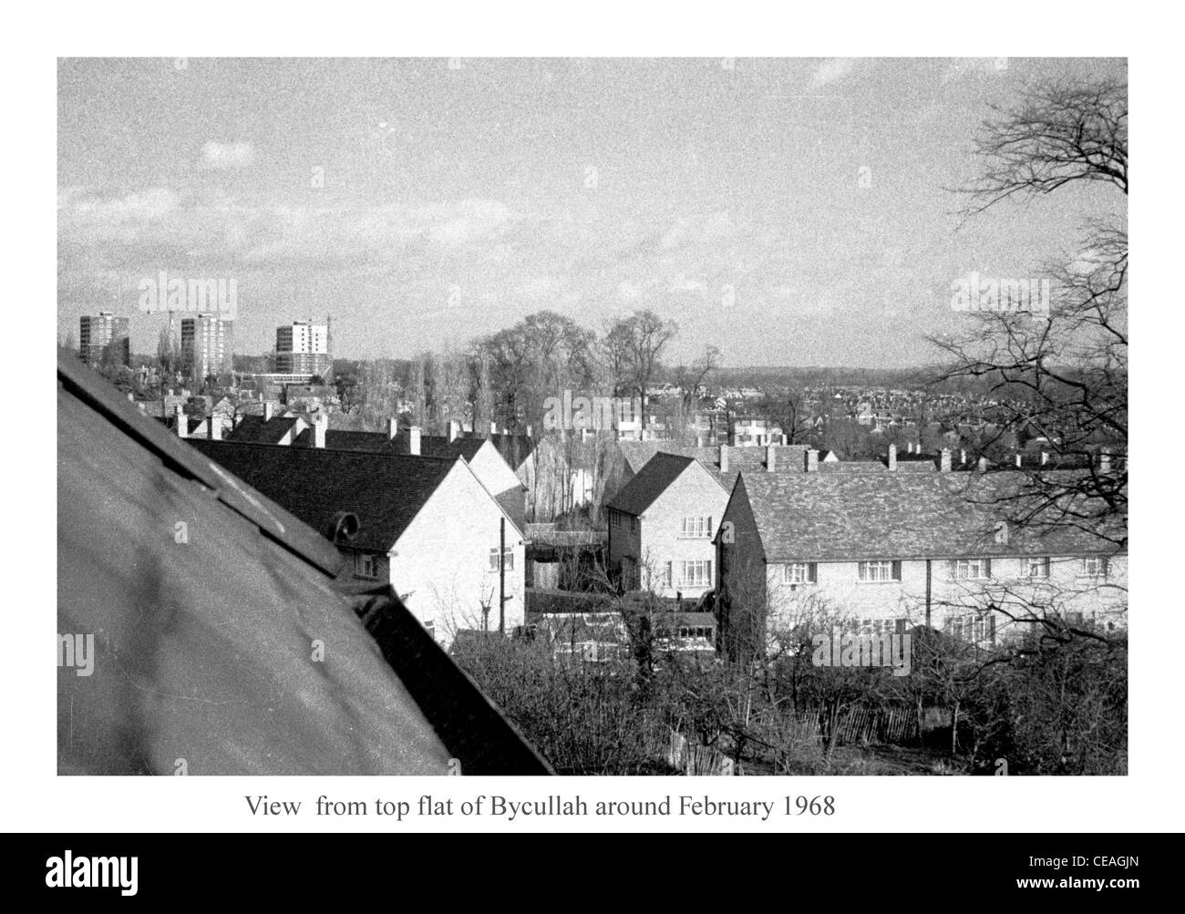 view from second floor window from 39 bycullah road looking north Stock Photo