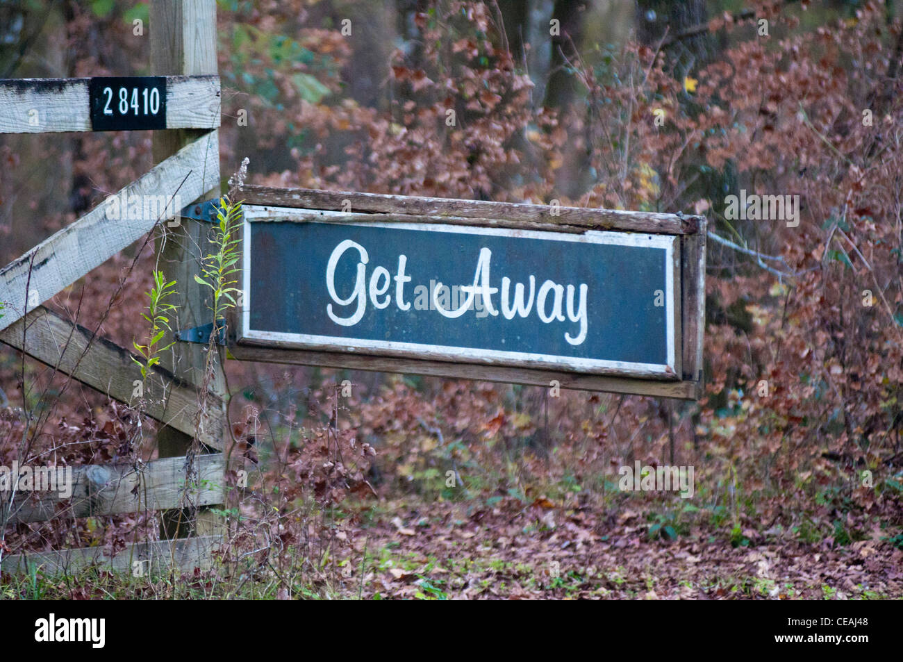 Get Away sign near property entrance, Florida, United States Stock Photo