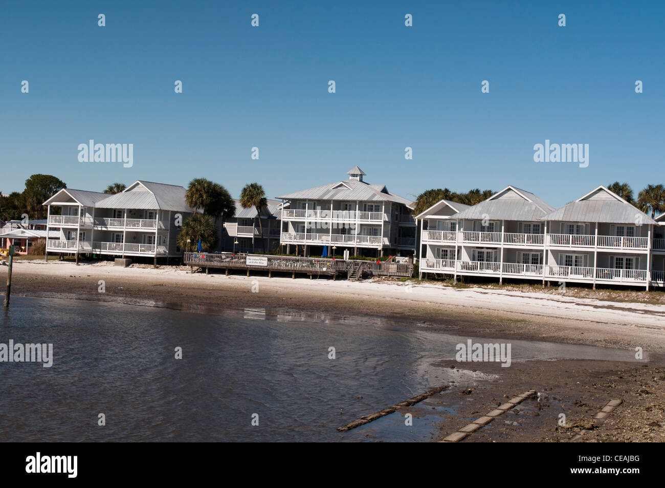 Tourist lodges  house architecture of Cedar Key, Florida, United States, USA Stock Photo