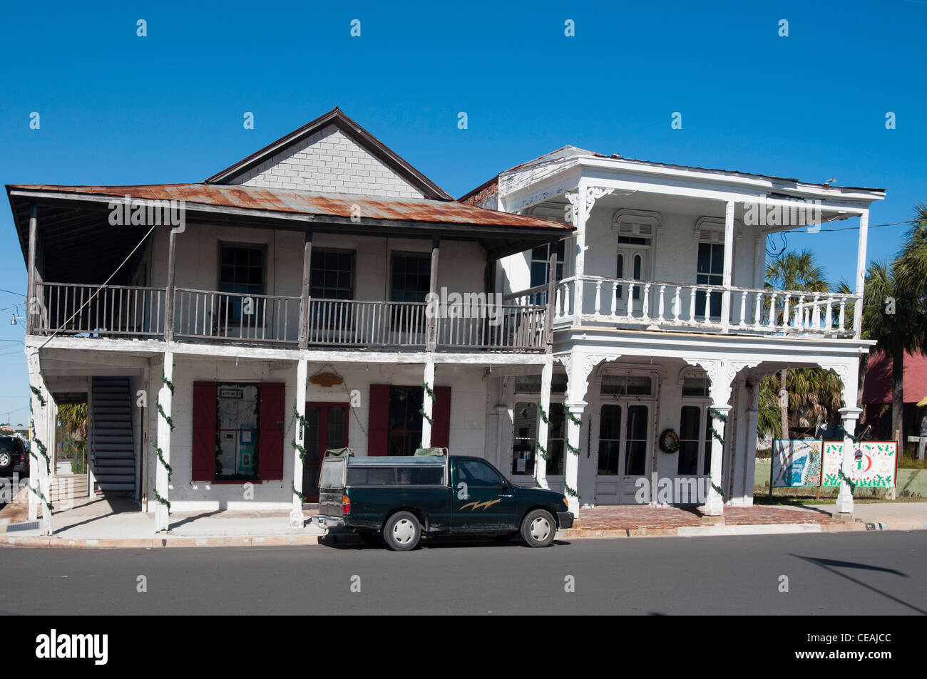 Building on 2nd Street, Cedar Key center, Florida, United States, USA Stock Photo