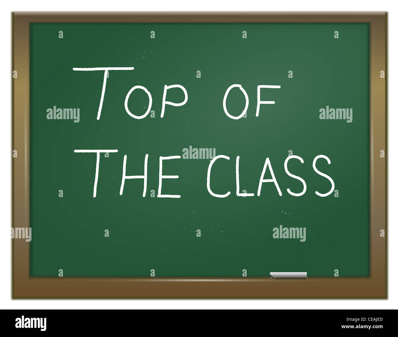 Illustration depicting a green chalk board with the words 'top of the