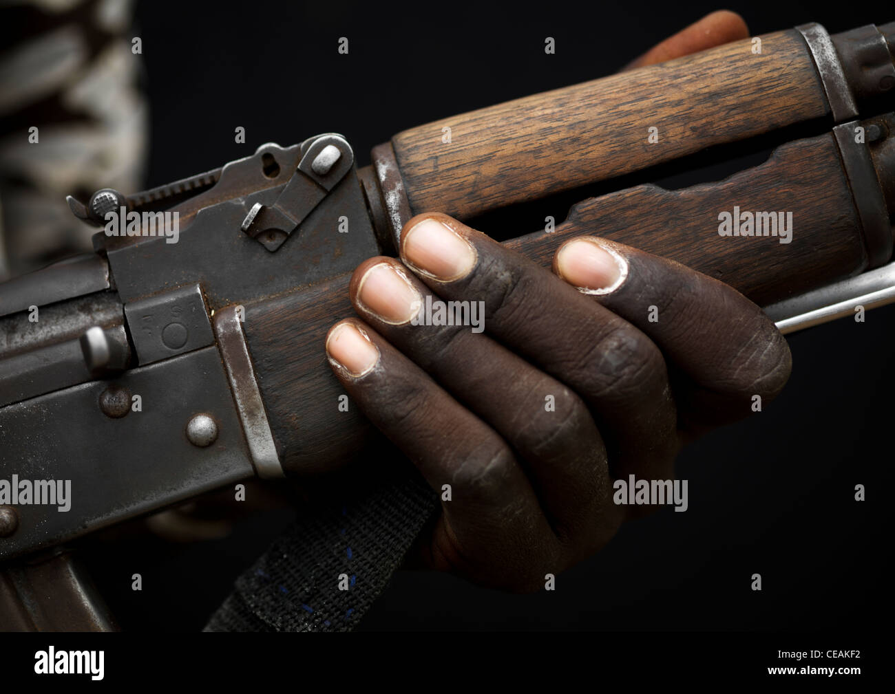 Detail Of A Kalashnikov Rifle Held In Hand Of Karo Man Ethiopia Stock Photo