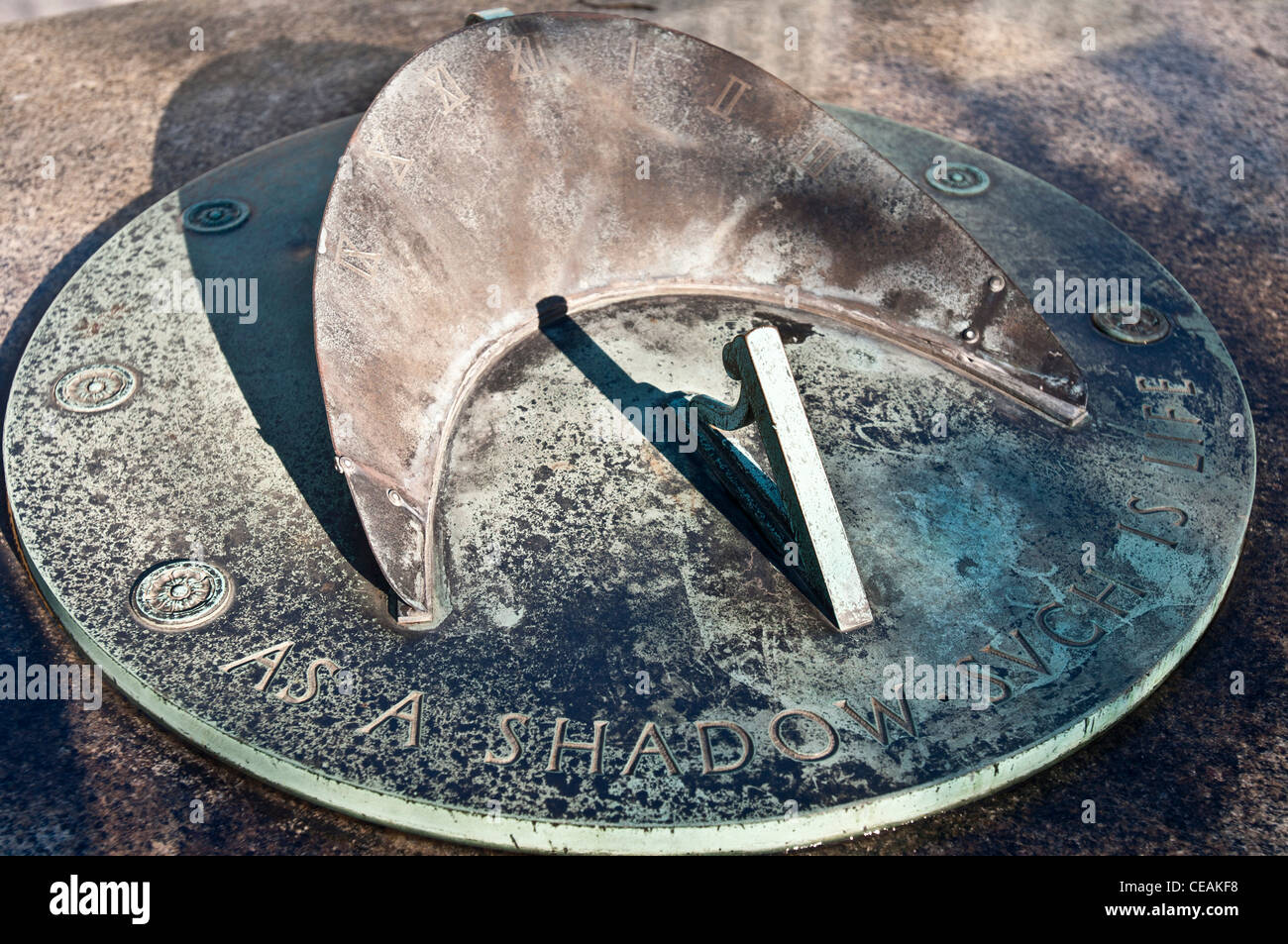 Metal sundial at Cornell University, Ithaca, NY, USA Stock Photo