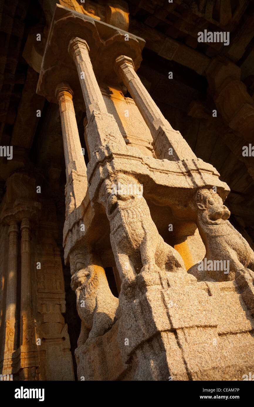 Stone Pillars of the Vittala Temple (16th Century) UNESCO World Heritage Site, Hampi, India, Asia Stock Photo