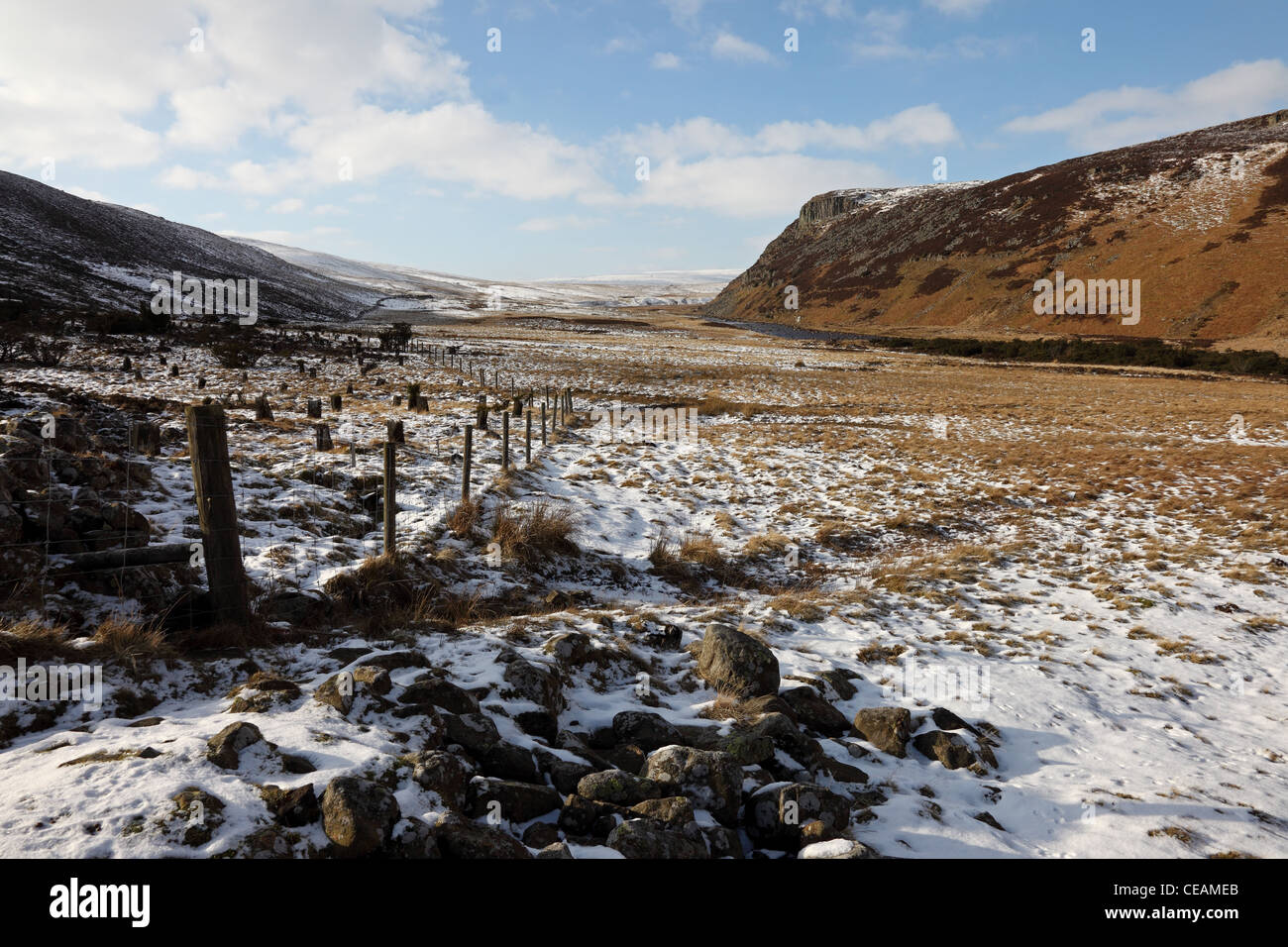 The Tees Valley Viewed from Merrygill with Raven Scar on Cronkley Fell Behind Upper Teesdale County Durham UK Stock Photo