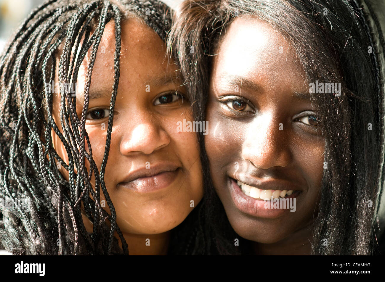 Portrait of two African girls melbourne victoria australia Stock Photo