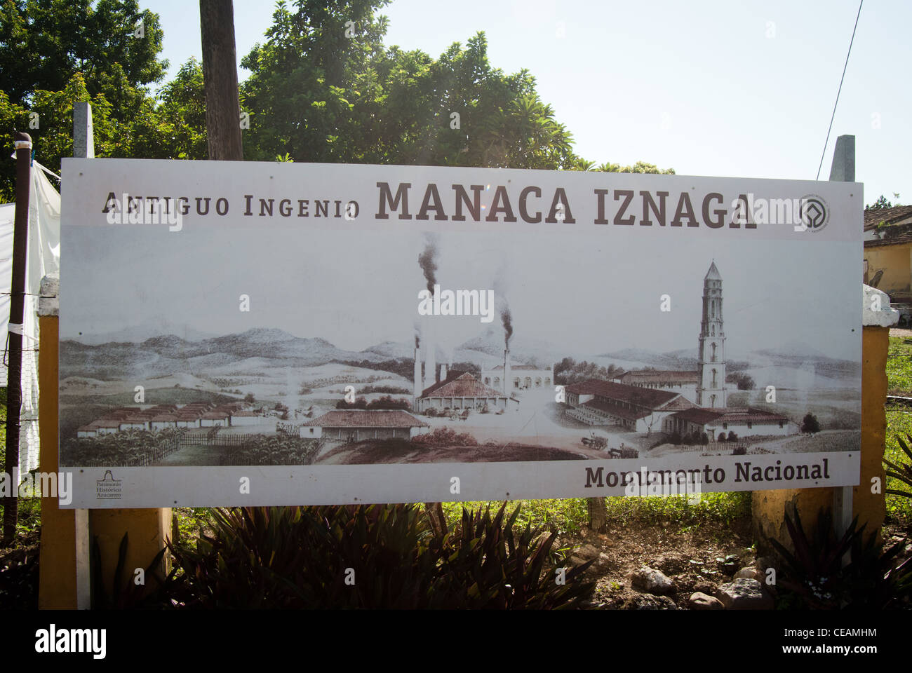 sign outside Manaca Iznaga in Valle de los Ingenios Cuba Stock Photo