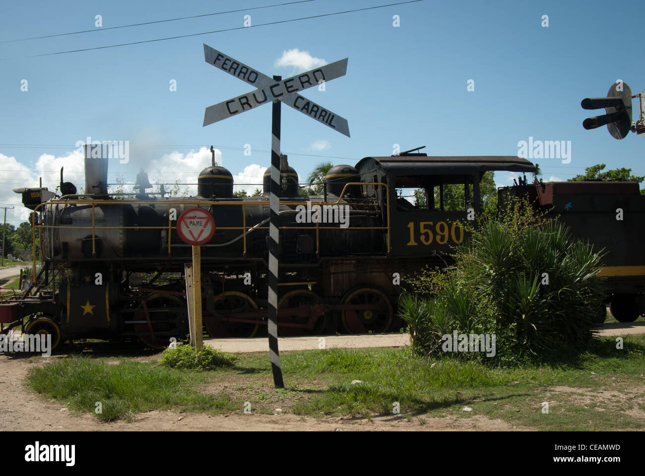 old train on the railway station of Valle de los Ingenios Stock Photo