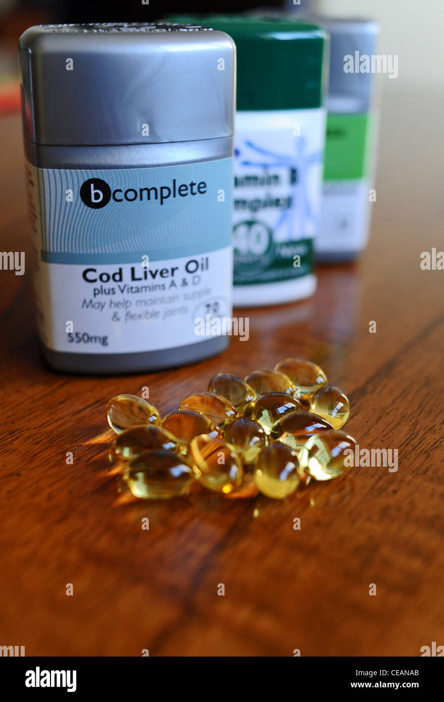 Cod Liver oil vitamin capsules for healthy joints and general good