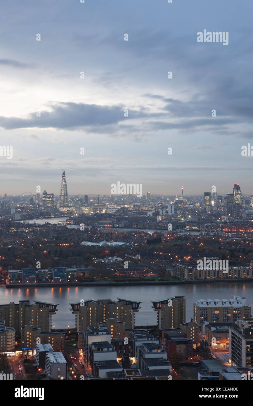 Grey clouds over London skyline; London; England Stock Photo