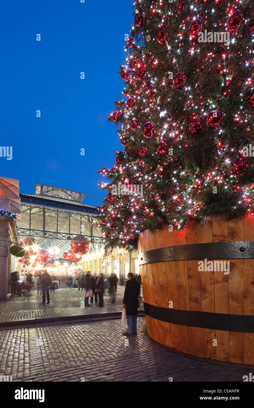Christmas tree and decorations in Covent Garden; London; England Stock