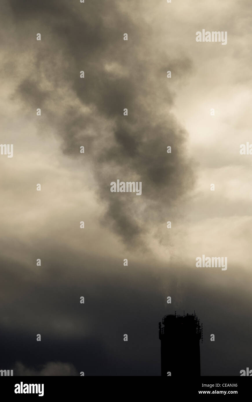 Smokestack and sky Stock Photo