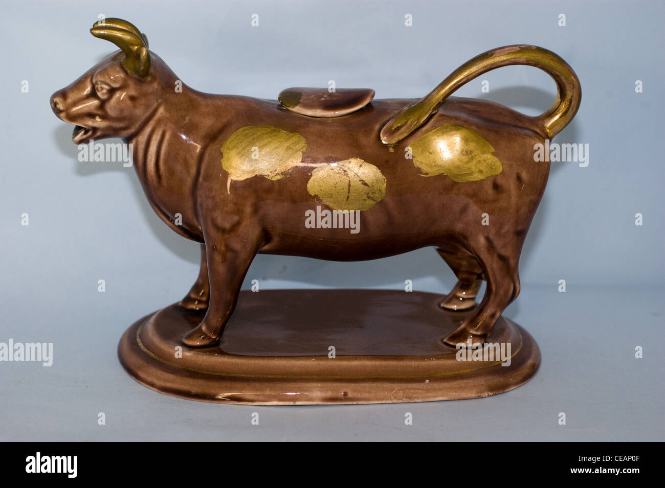 ANTIQUE VICTORIAN STAFFORDSHIRE POTTERY COW CREAMER MILK JUG PITCHER