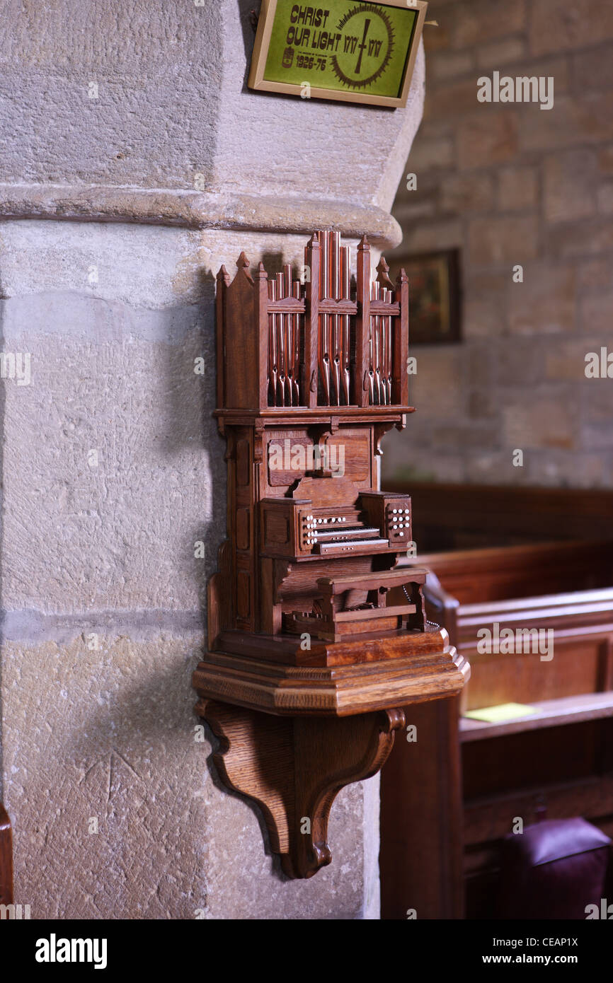 Model church organ, St John the Baptist, Arkholme, Lancashire Stock Photo