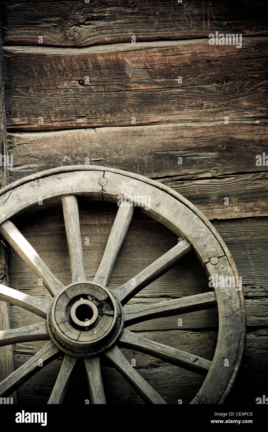 Old wheel of wagon Stock Photo