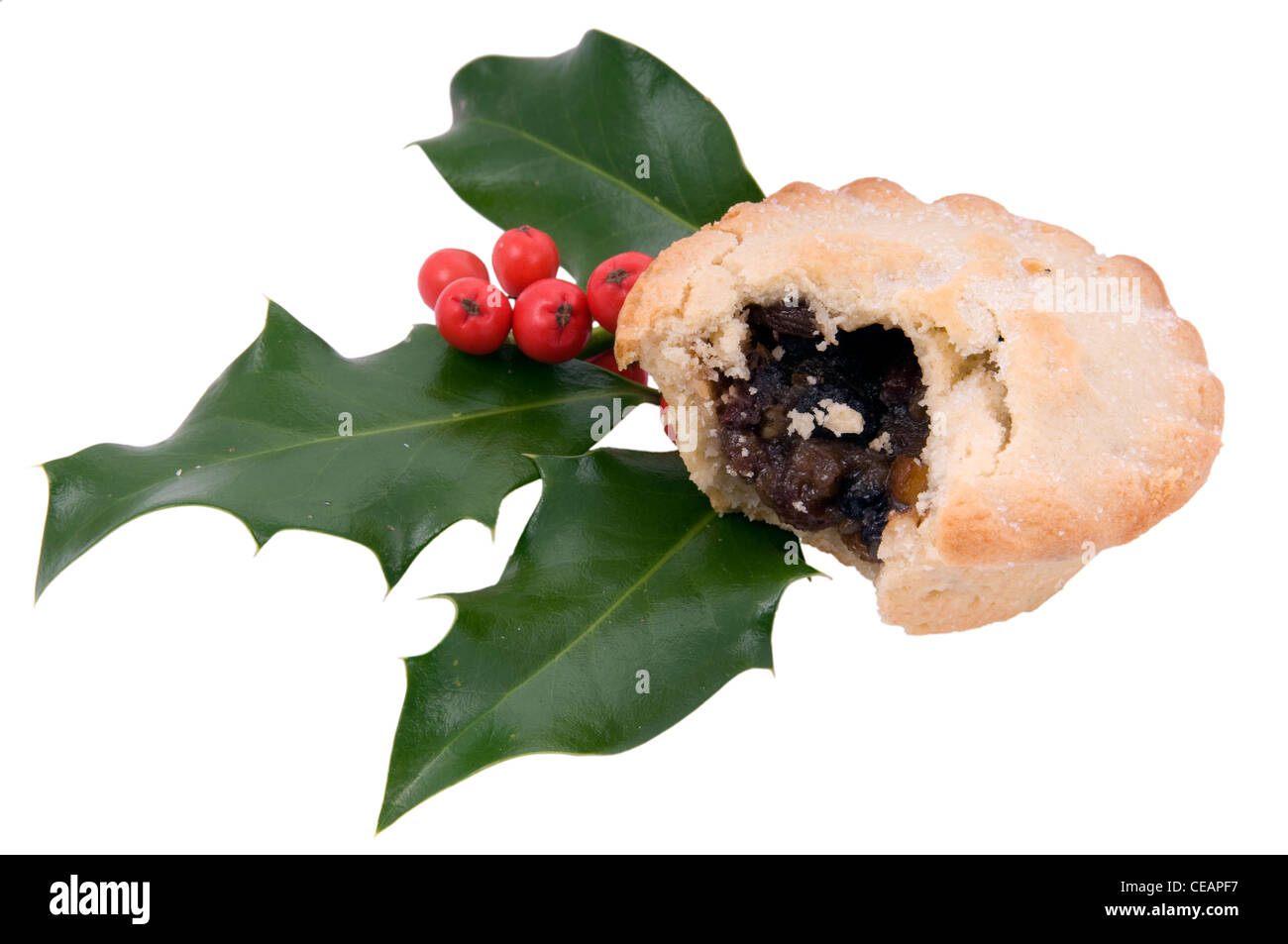 Christmas mince pie and holy Stock Photo