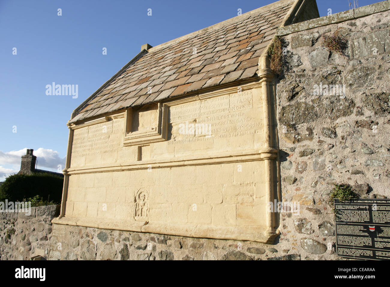 The Tomb of Sir James Melville of Hallhill, Collessie Fife Scotland