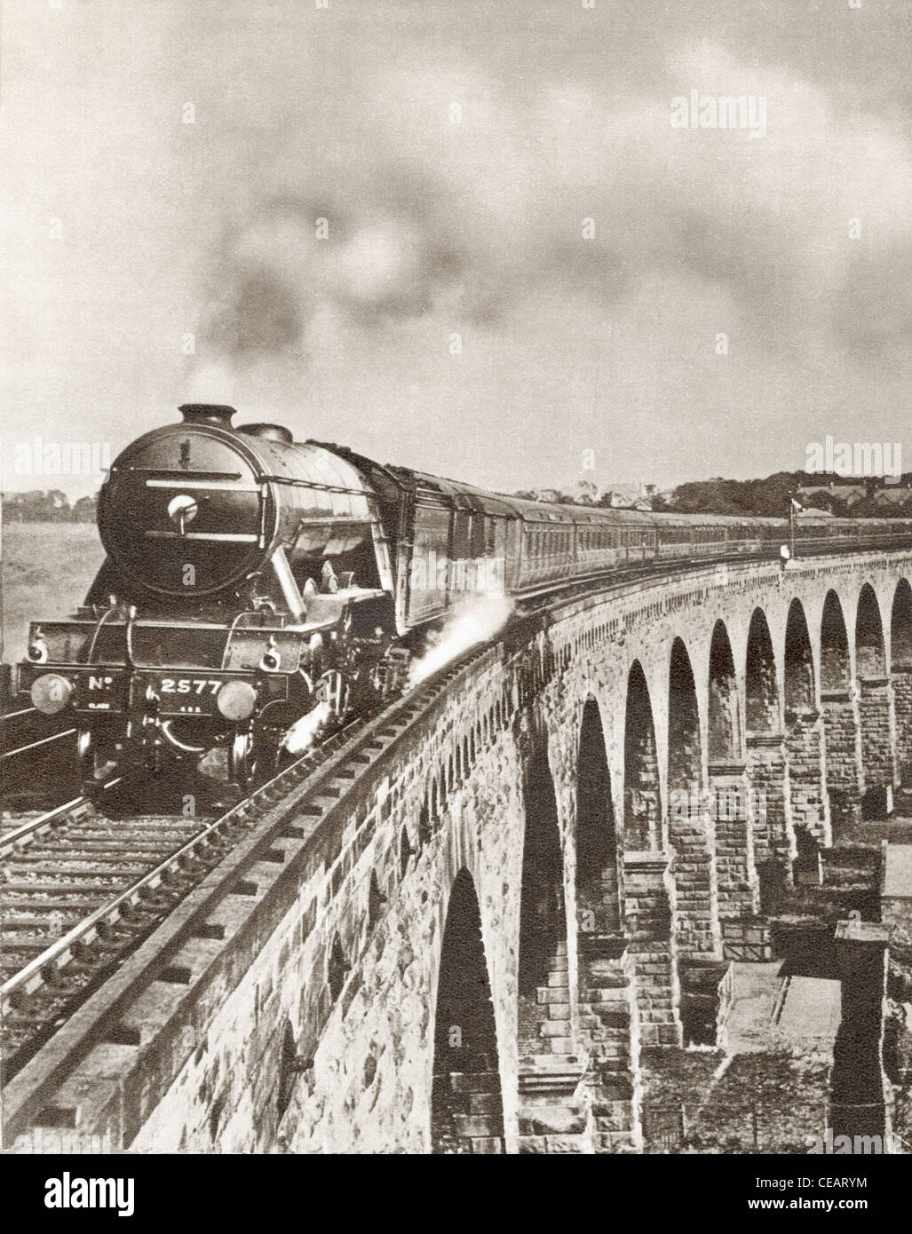 The Flying Scotsman on it's non-stop journey between London and Newcastle in 1927. Stock Photo