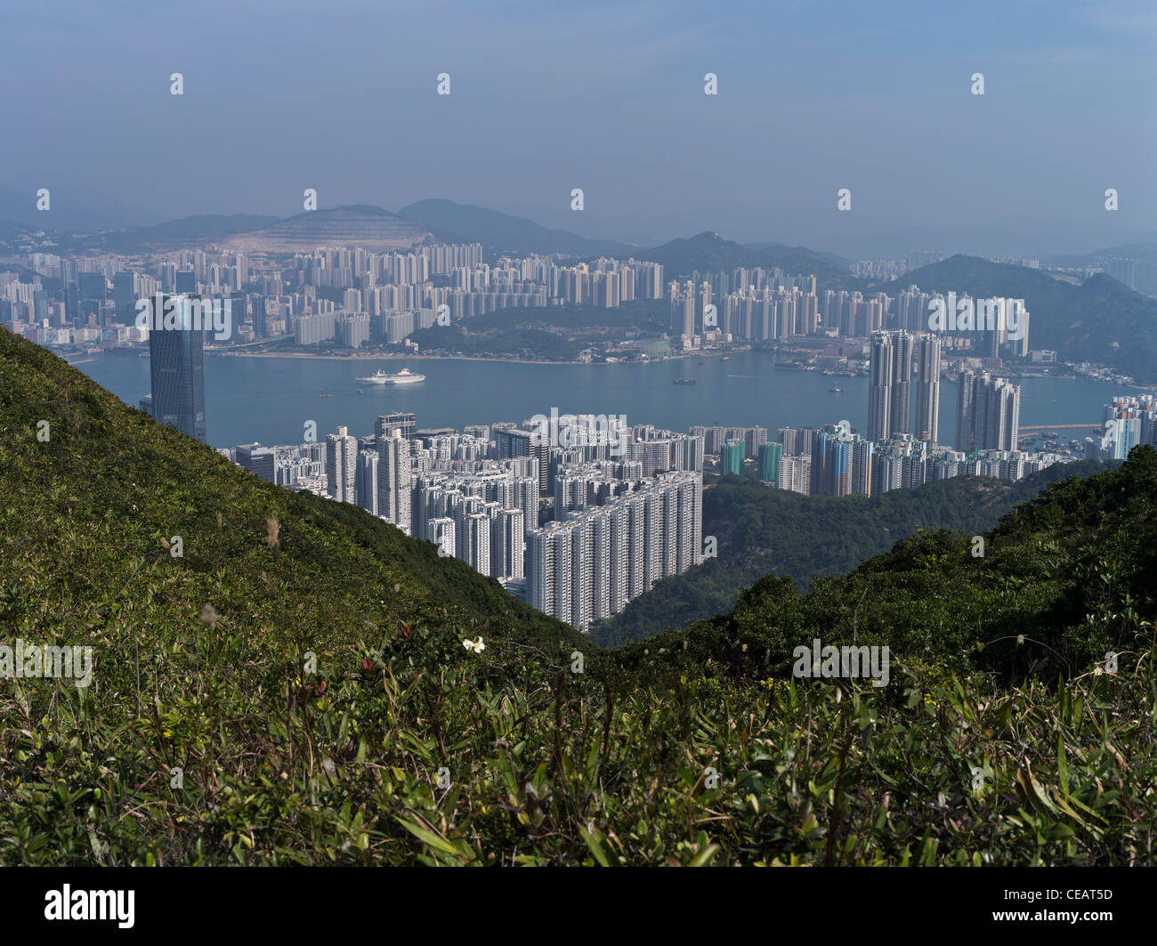 dh  QUARRY BAY HONG KONG Public housing highrise flats around Hong Kong harbour east Stock Photo