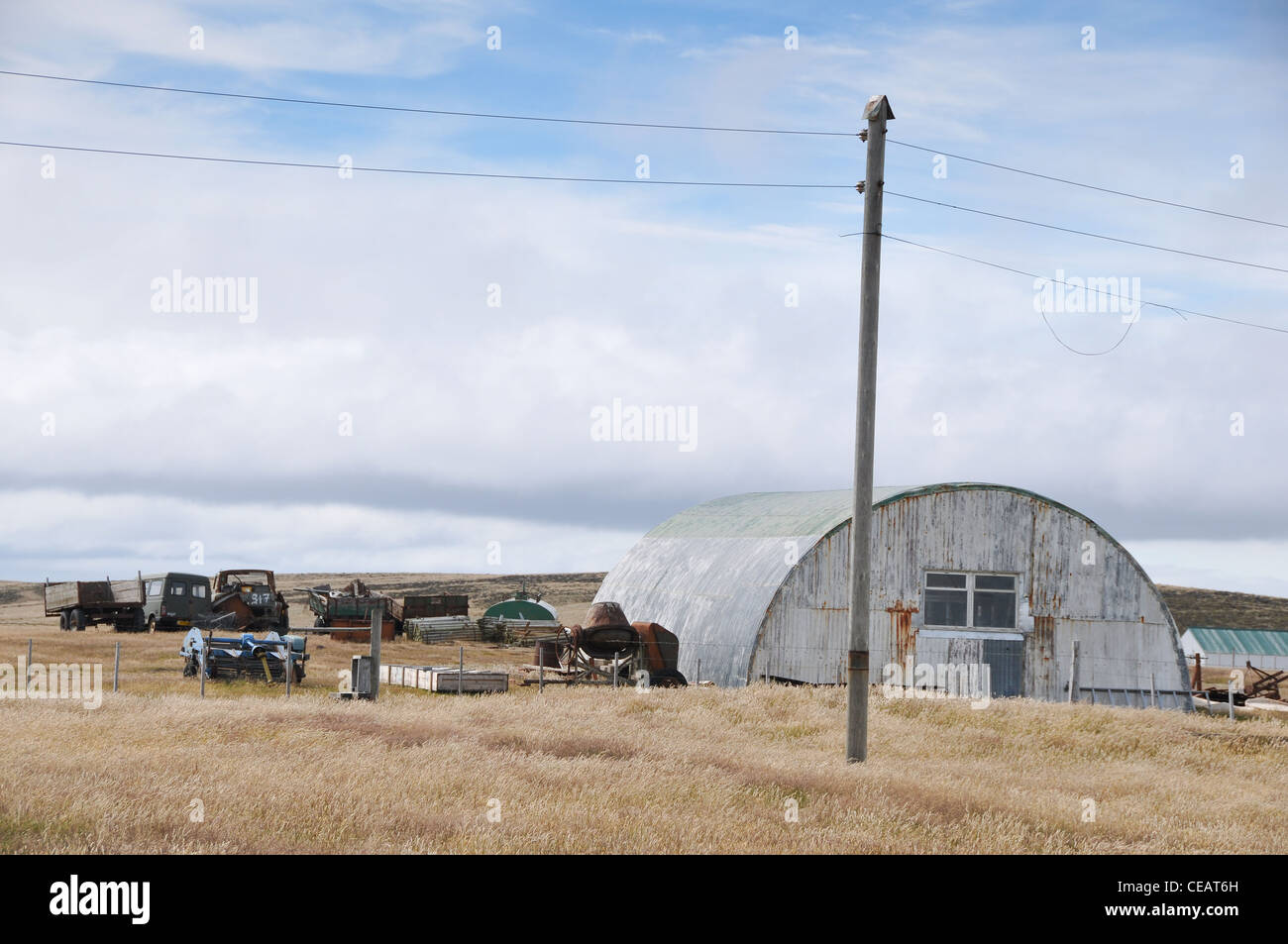 View at Goose Green settlement Falklands Stock Photo