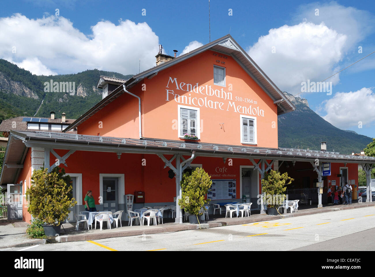 Cable railway Mendola of Kaltern in South Tyrol. Stock Photo