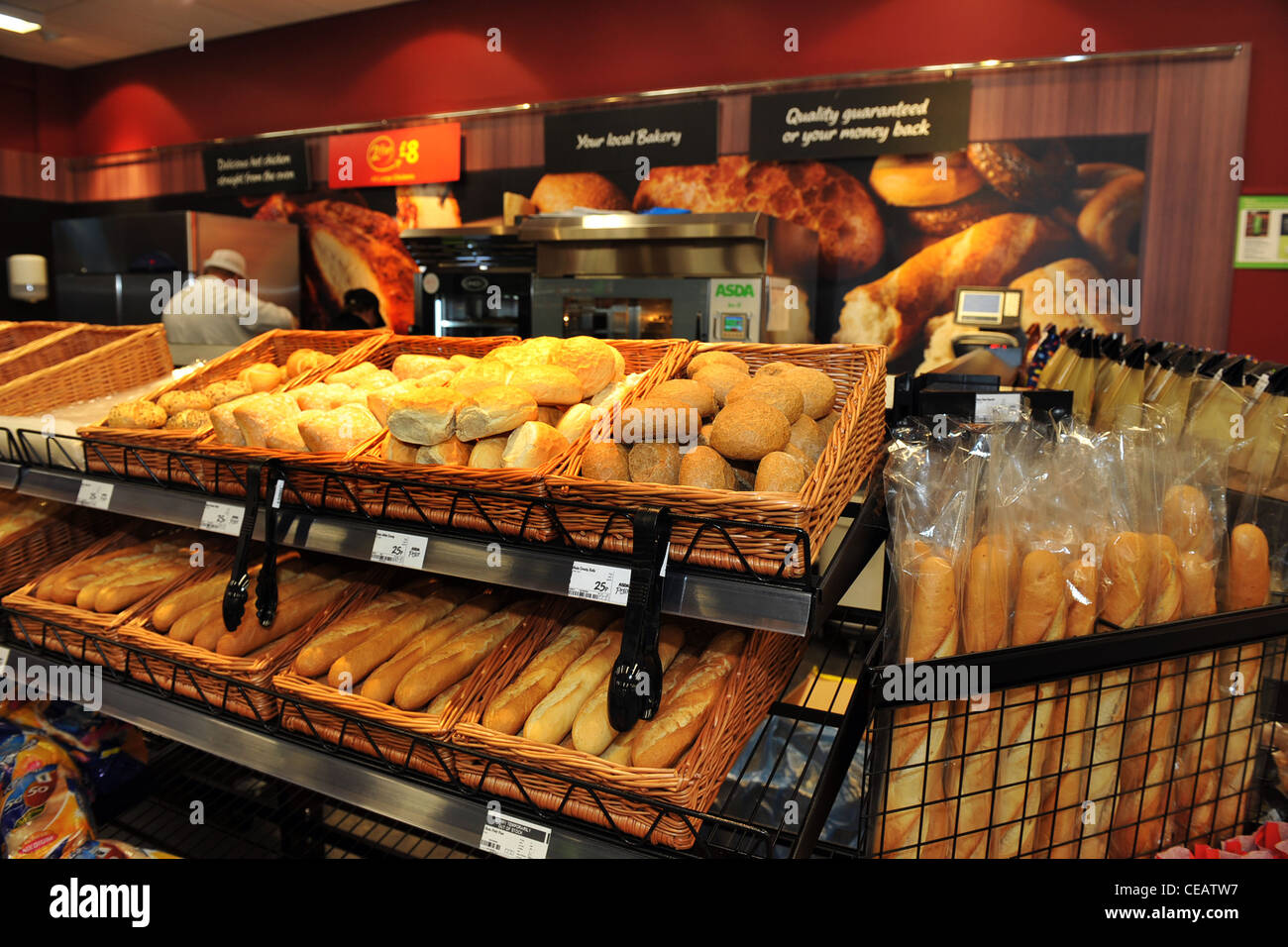 Fresh Bread on sale in a supermarket bakery Stock Photo Alamy