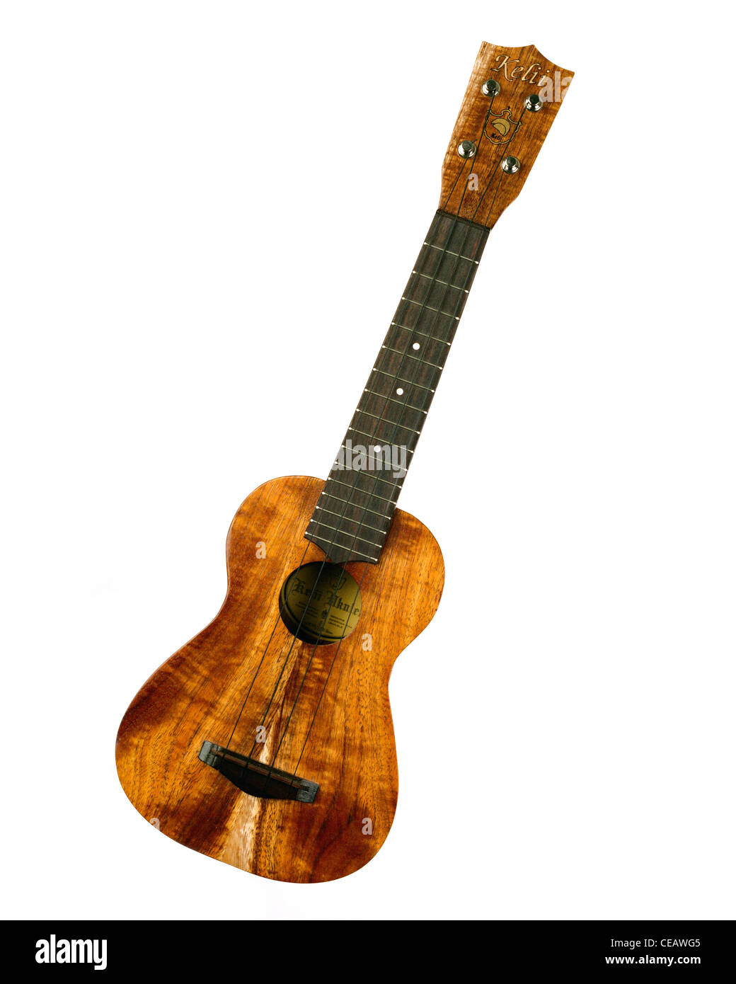 Hawaiian koa wood soprano ukulele by Keli'i Stock Photo Alamy