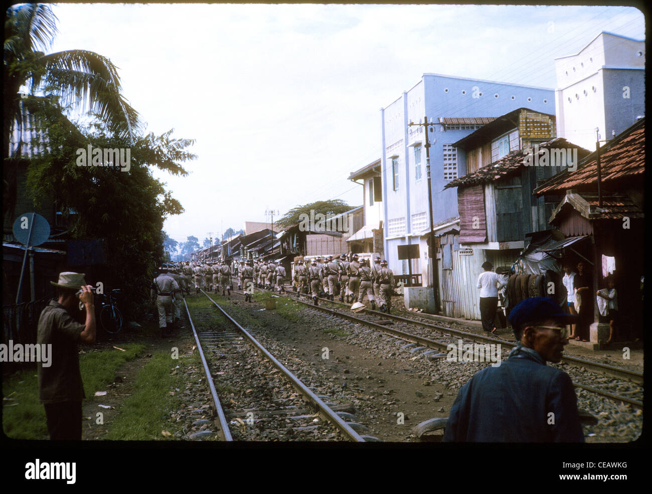 members of ARVN Military Police, QC, Quan Canh move up tracks during ...