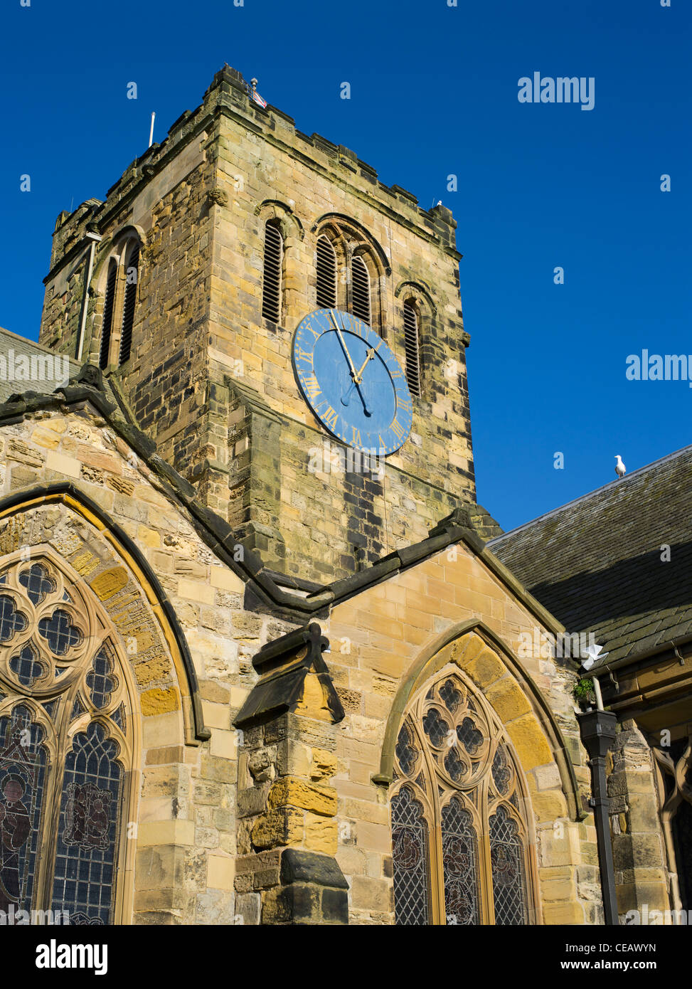 dh Church of St Mary SCARBOROUGH NORTH YORKSHIRE UK English Clock bell tower belfry england Stock Photo